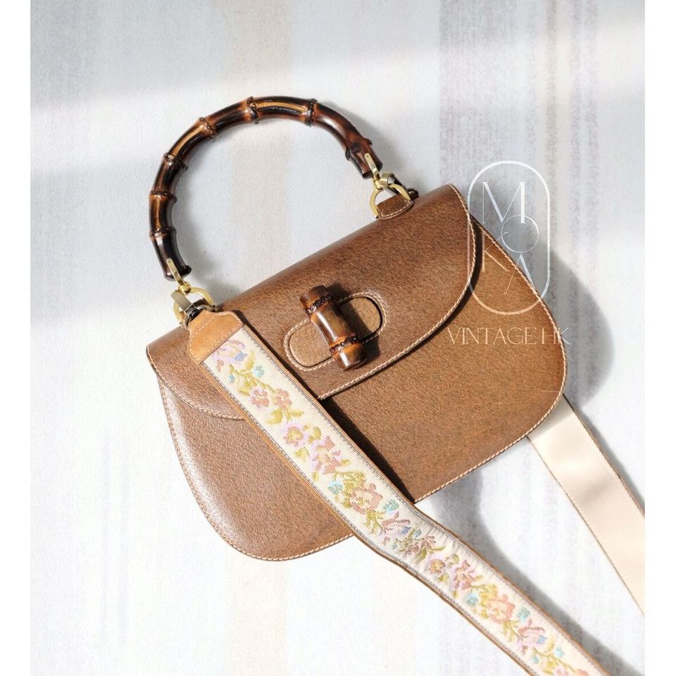 Gucci bamboo top handle leather handbag