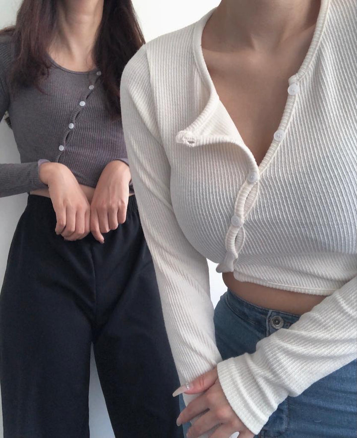 斜紐露腰top/三色入／Free size