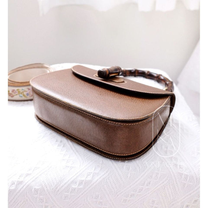 Gucci bamboo top handle leather handbag