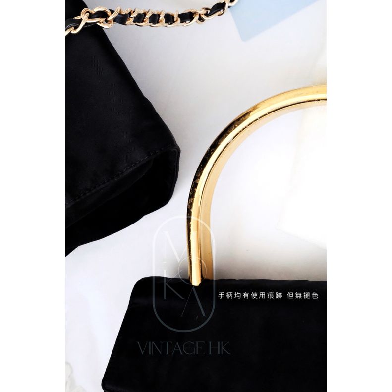 Prada vintage dark blue nylon kelly bag with gold handle