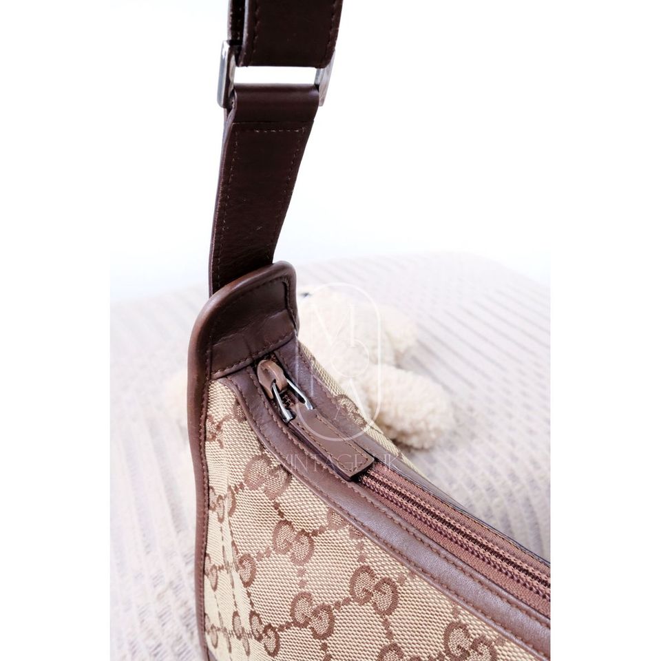 Gucci vintage 90s canvas and leather croissant bag