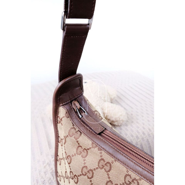 Gucci vintage 90s canvas and leather croissant bag