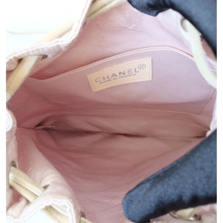 Chanel vintage pink silk drawstring backpack