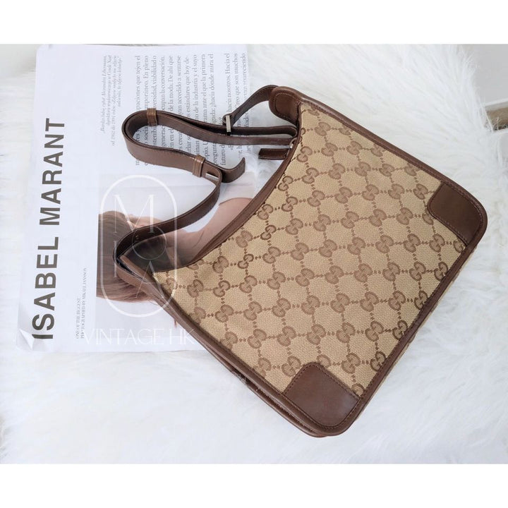 Gucci vintage 90s canvas and leather croissant bag