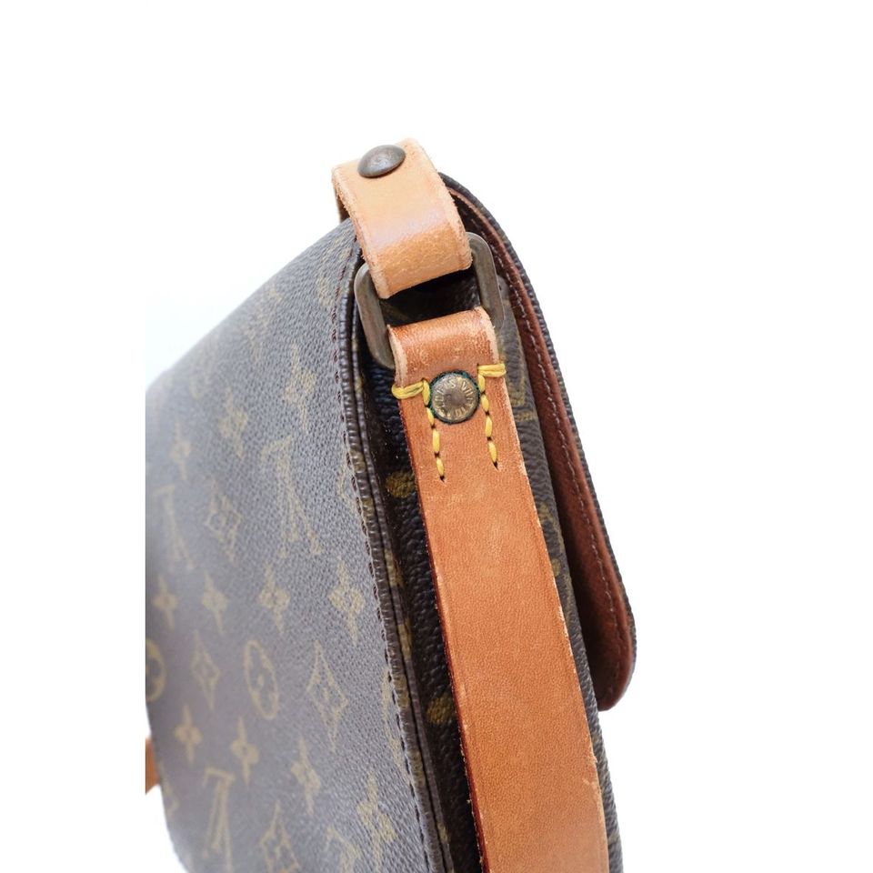 Louis Vuitton shoulder cartouchiere mini vintage brown monogram canvas leather cross body bag