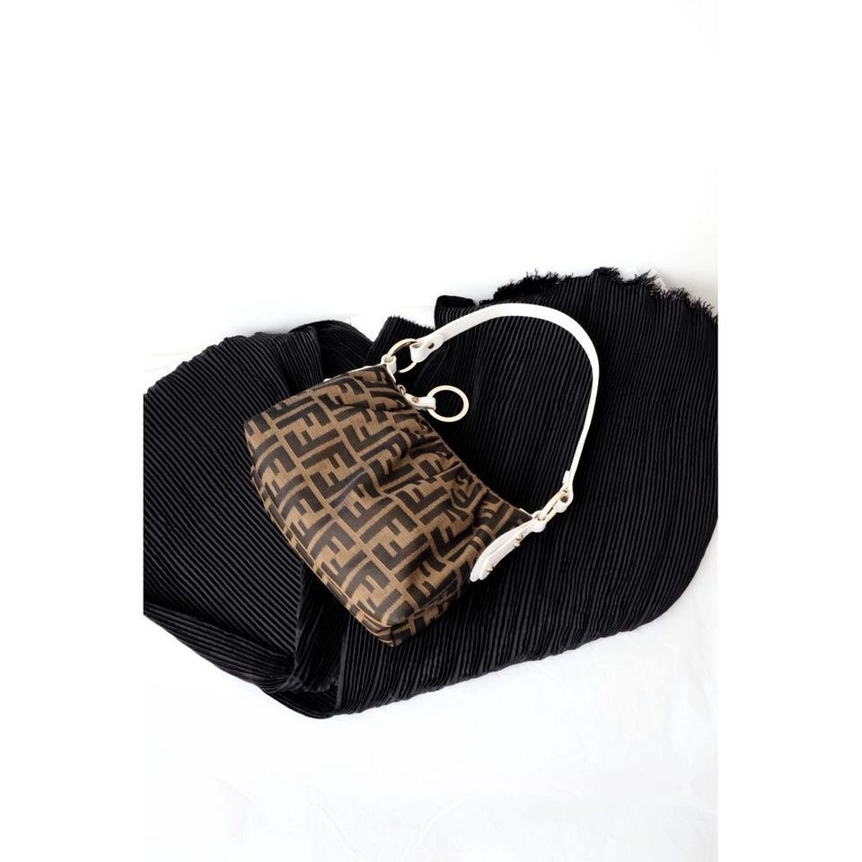 Fendi zucca canvas leather bag