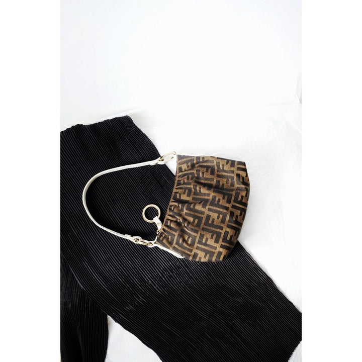Fendi zucca canvas leather bag