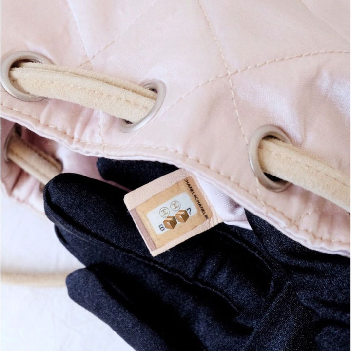 Chanel vintage pink silk drawstring backpack