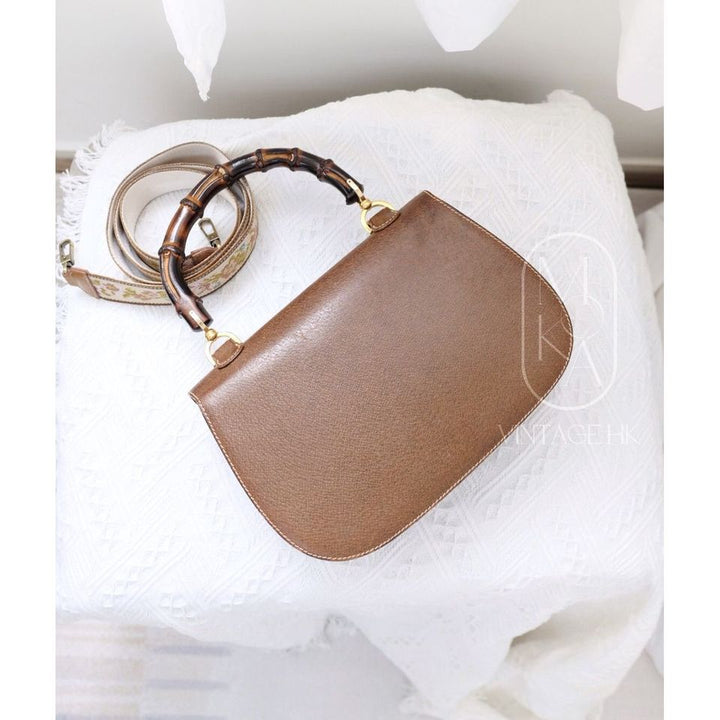 Gucci bamboo top handle leather handbag