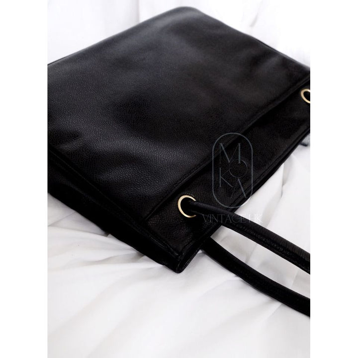 Chanel vintage coco caviar leather tote bag