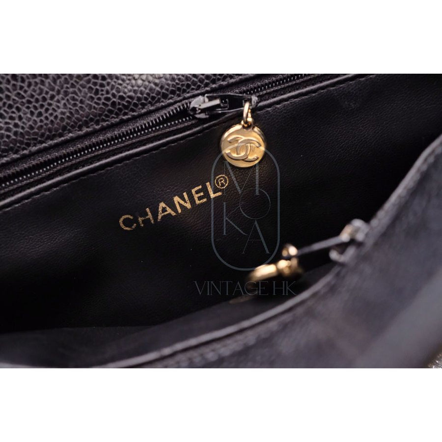 Chanel vintage coco caviar leather tote bag
