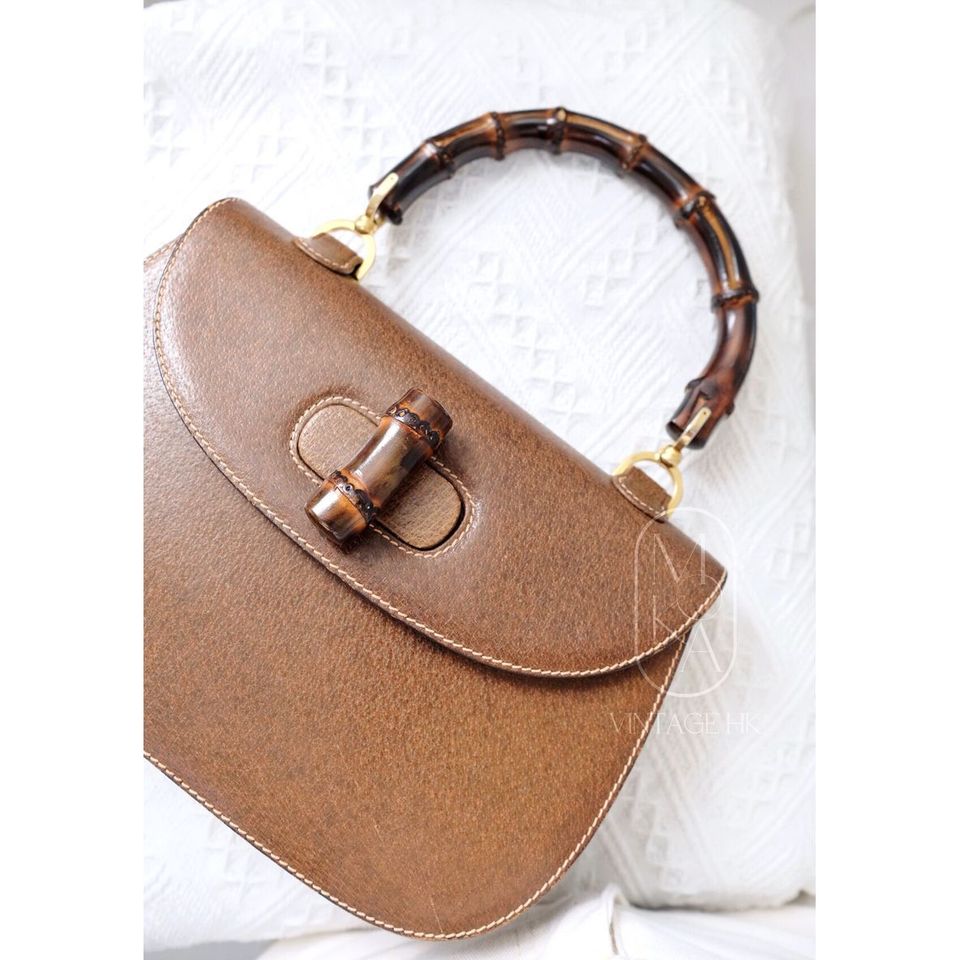 Gucci bamboo top handle leather handbag
