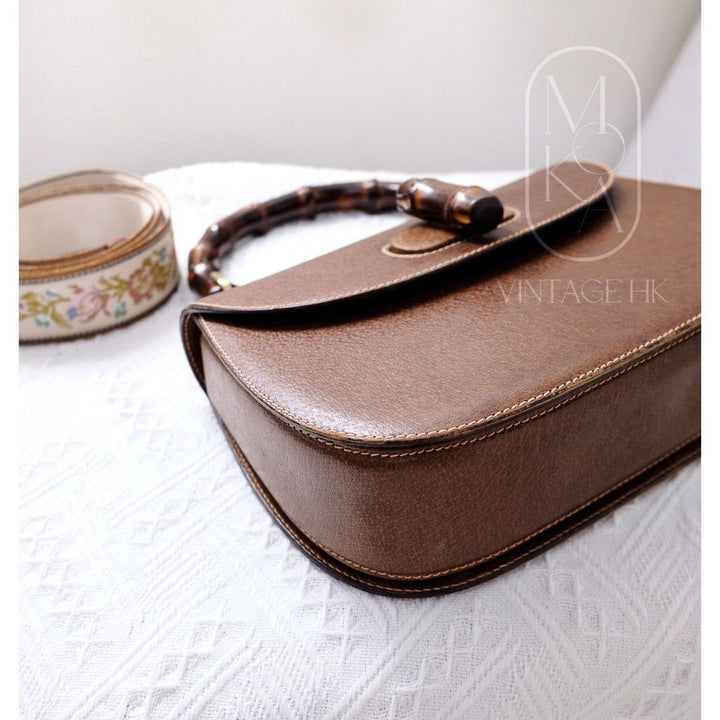 Gucci bamboo top handle leather handbag