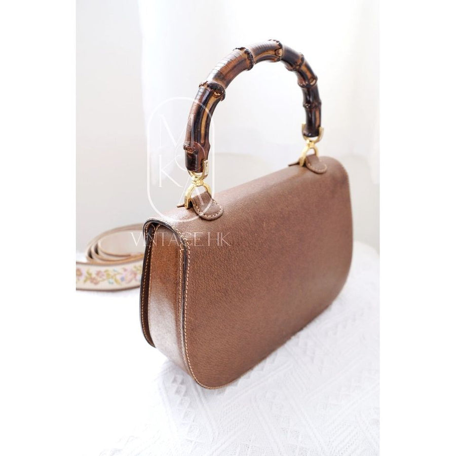 Gucci bamboo top handle leather handbag