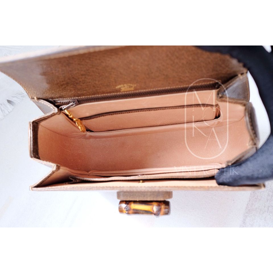 Gucci bamboo top handle leather handbag