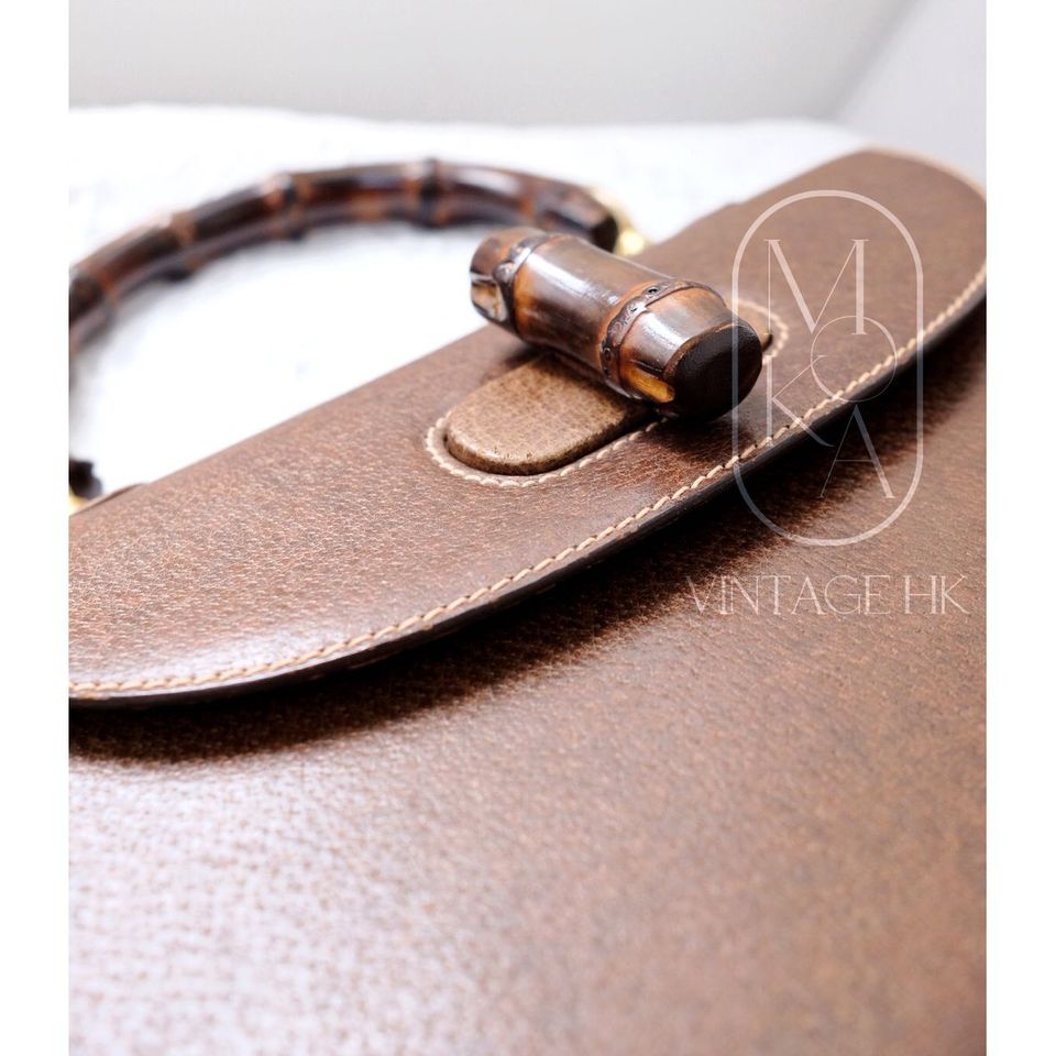 Gucci bamboo top handle leather handbag