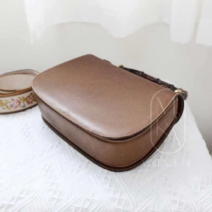 Gucci bamboo top handle leather handbag