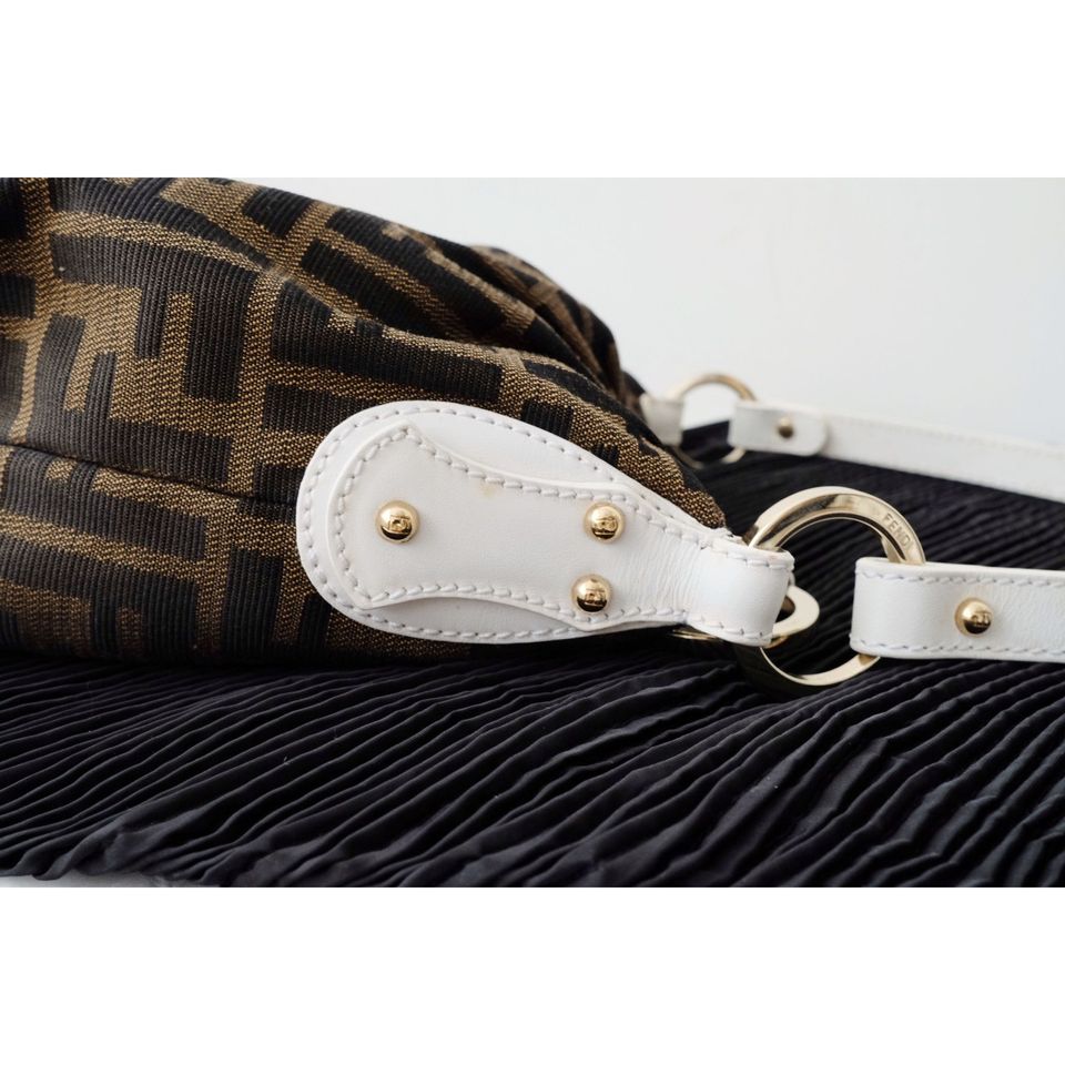 Fendi zucca canvas leather bag