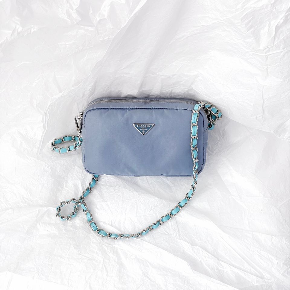 Prada nylon clutch+chain