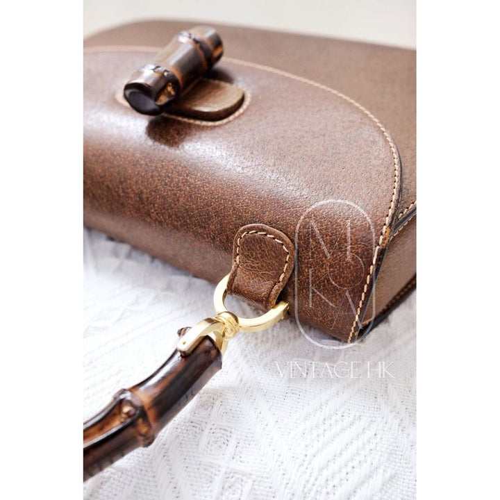 Gucci bamboo top handle leather handbag