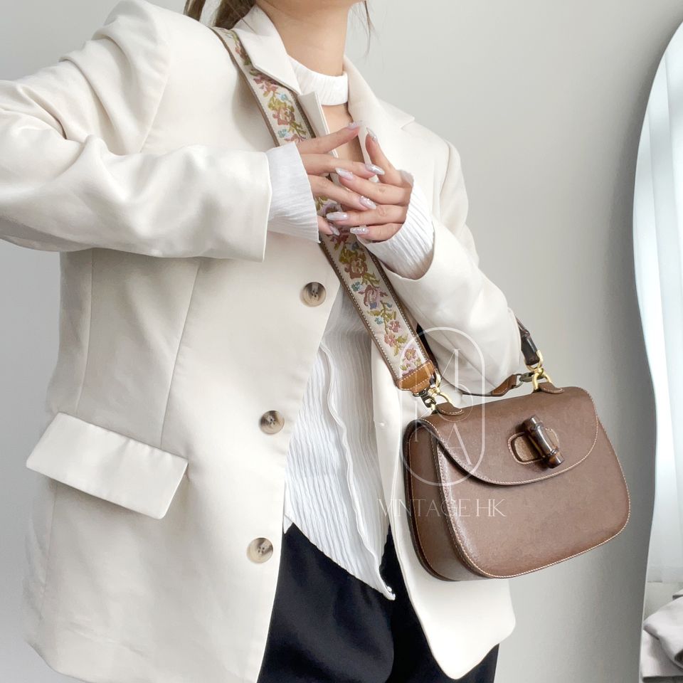 Gucci bamboo top handle leather handbag