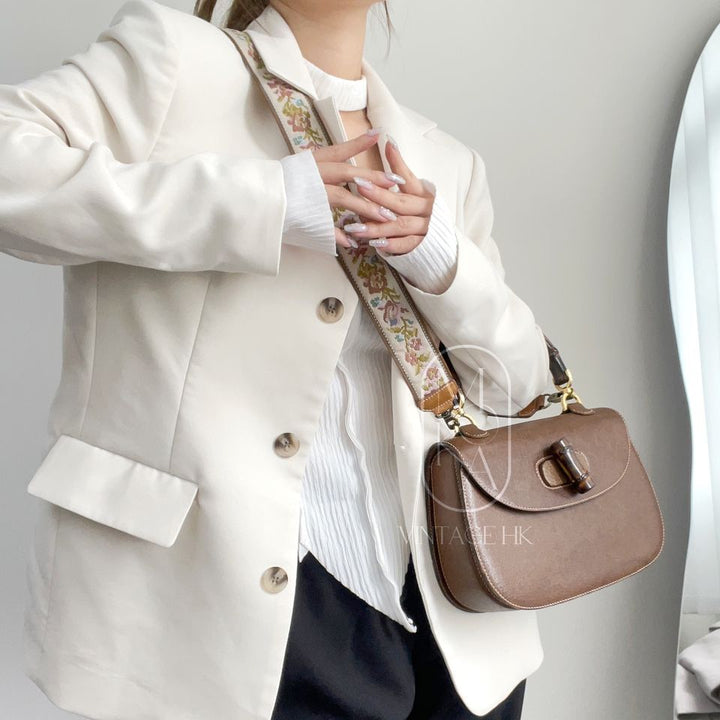 Gucci bamboo top handle leather handbag
