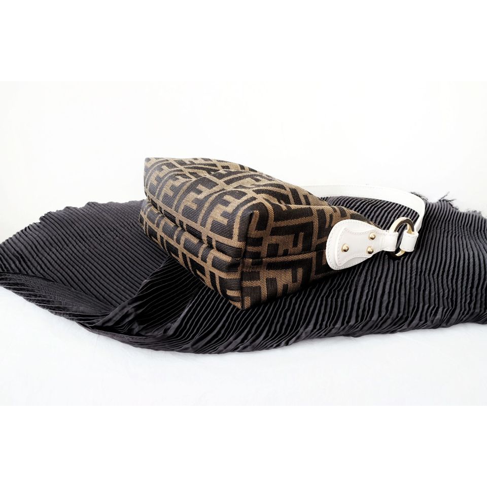 Fendi zucca canvas leather bag