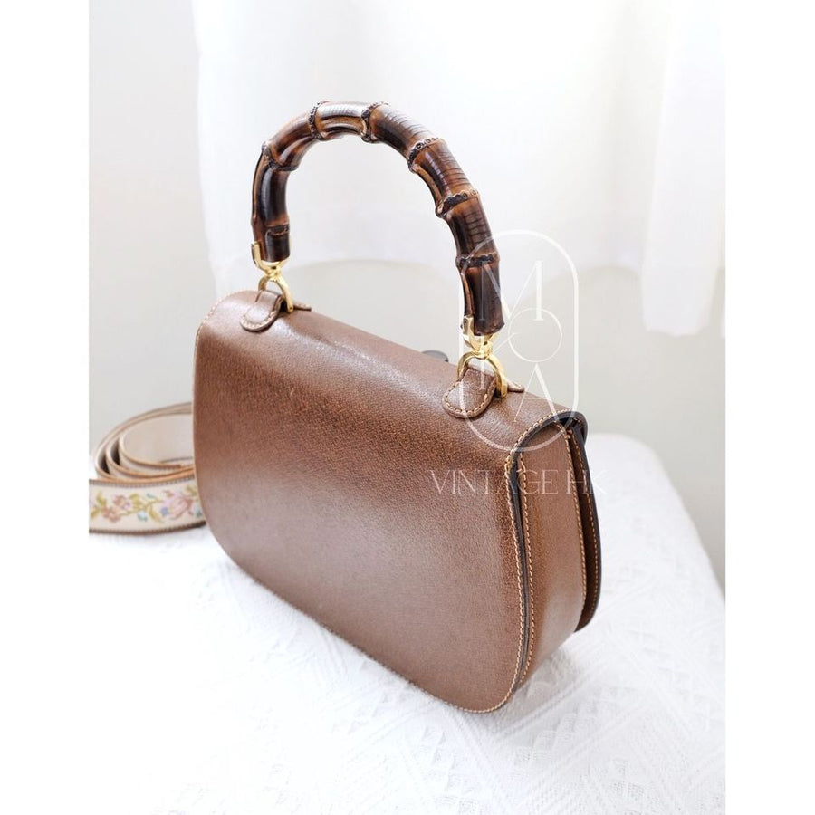 Gucci bamboo top handle leather handbag