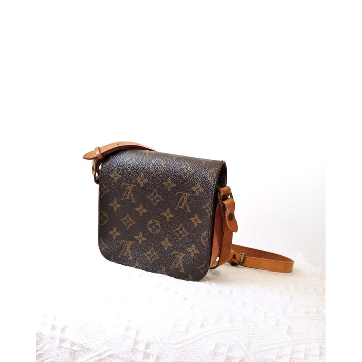 Louis Vuitton shoulder cartouchiere mini vintage brown monogram canvas leather cross body bag