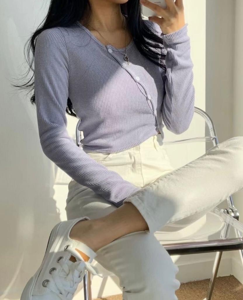 斜紐露腰top/三色入／Free size