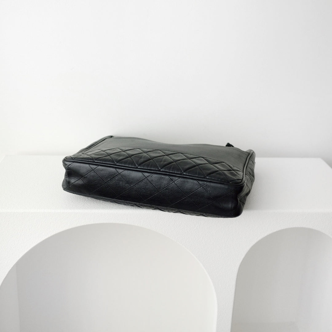Chanel matelasse quilted black vintage shoulder tote