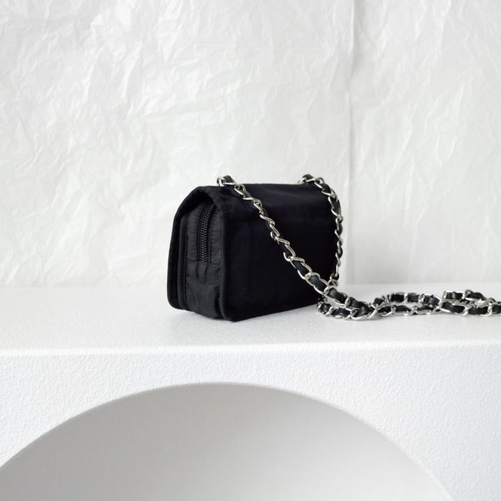 Prada nylon flap clutch+chain