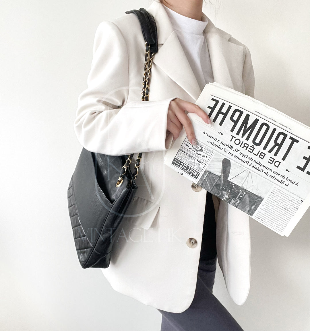 Chanel matelasse quilted black vintage shoulder tote