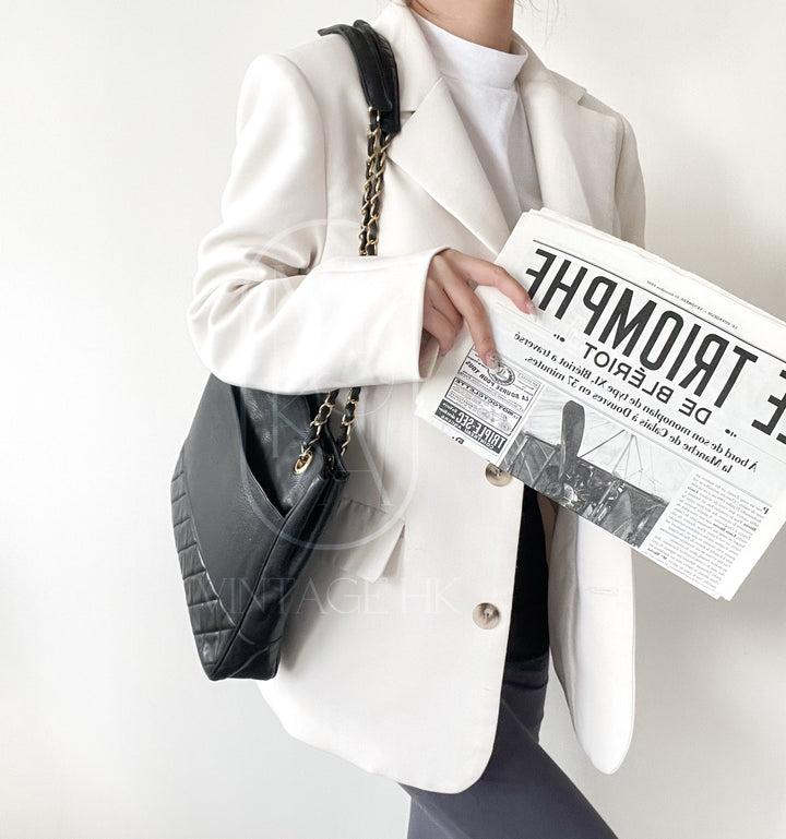 Chanel matelasse quilted black vintage shoulder tote
