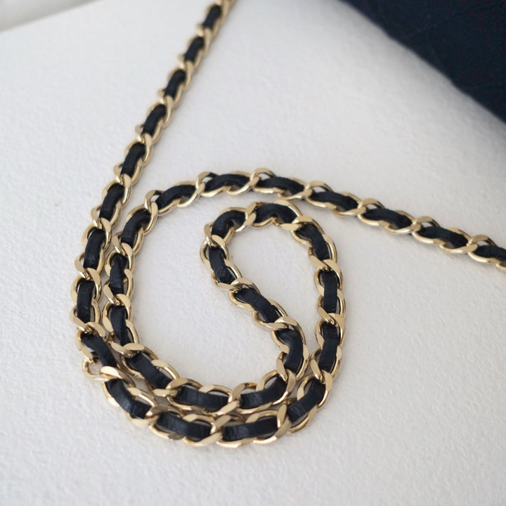 Chanel vintage canvas flap chain bag（navy）