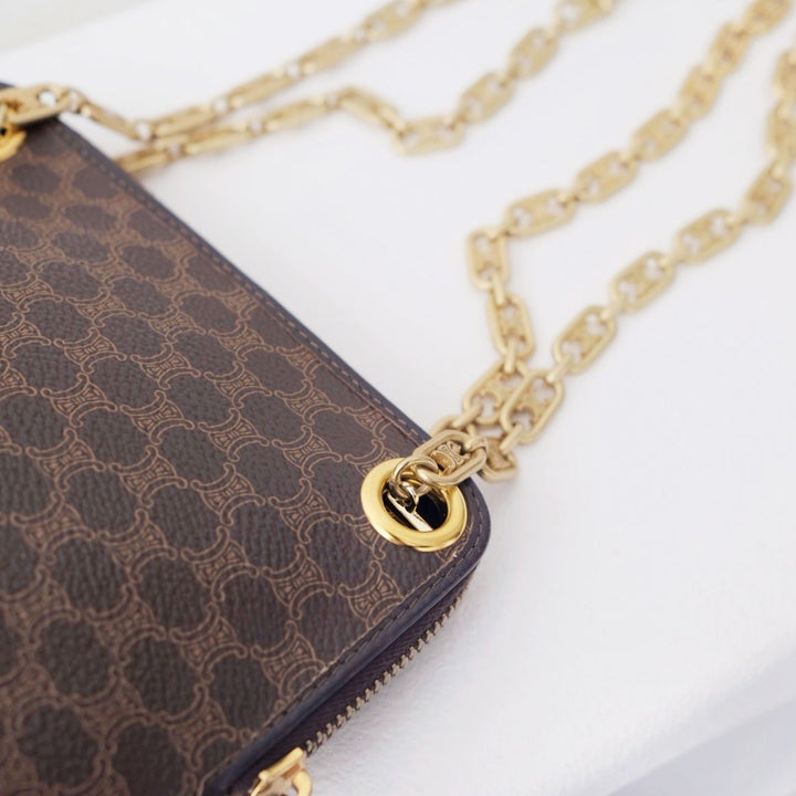 Celine leather clutch+chain
