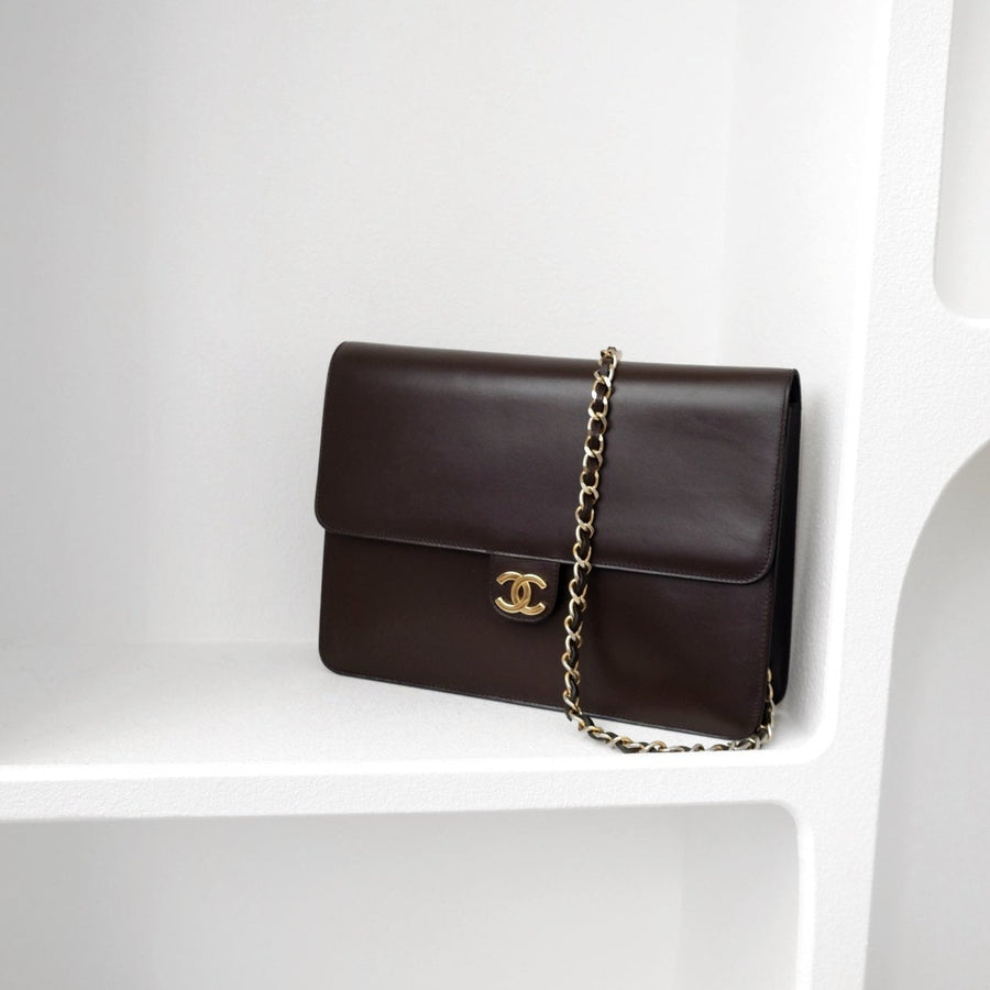 Chanel vintage box leather flap chain bag