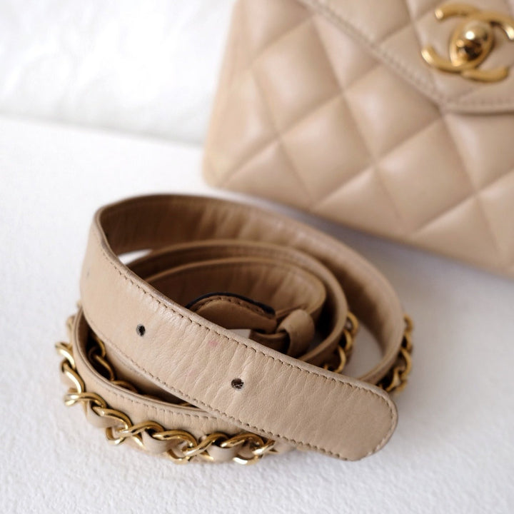 Chanel vintage quilted sheepskin CC belt bag