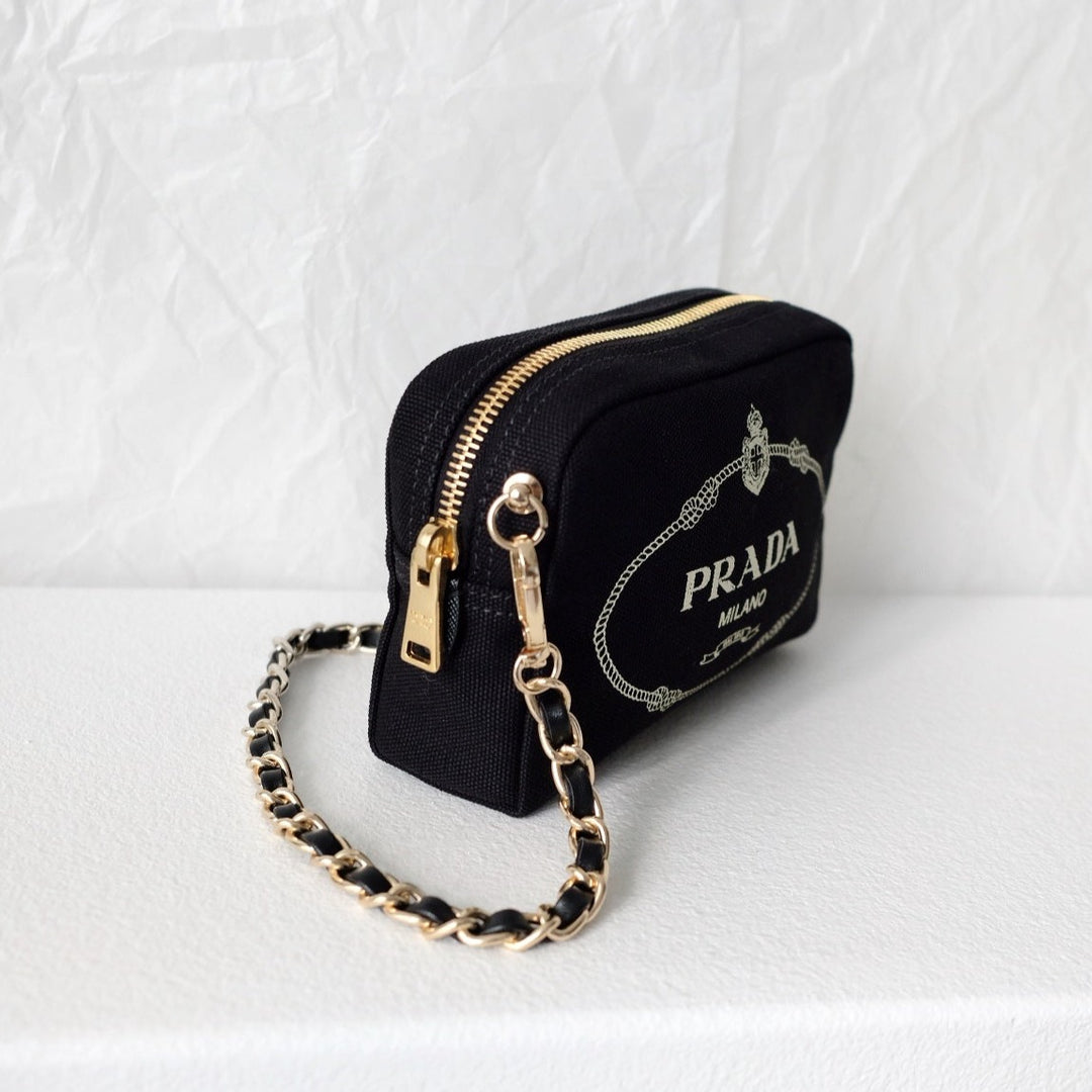 Prada denim clutch+chain