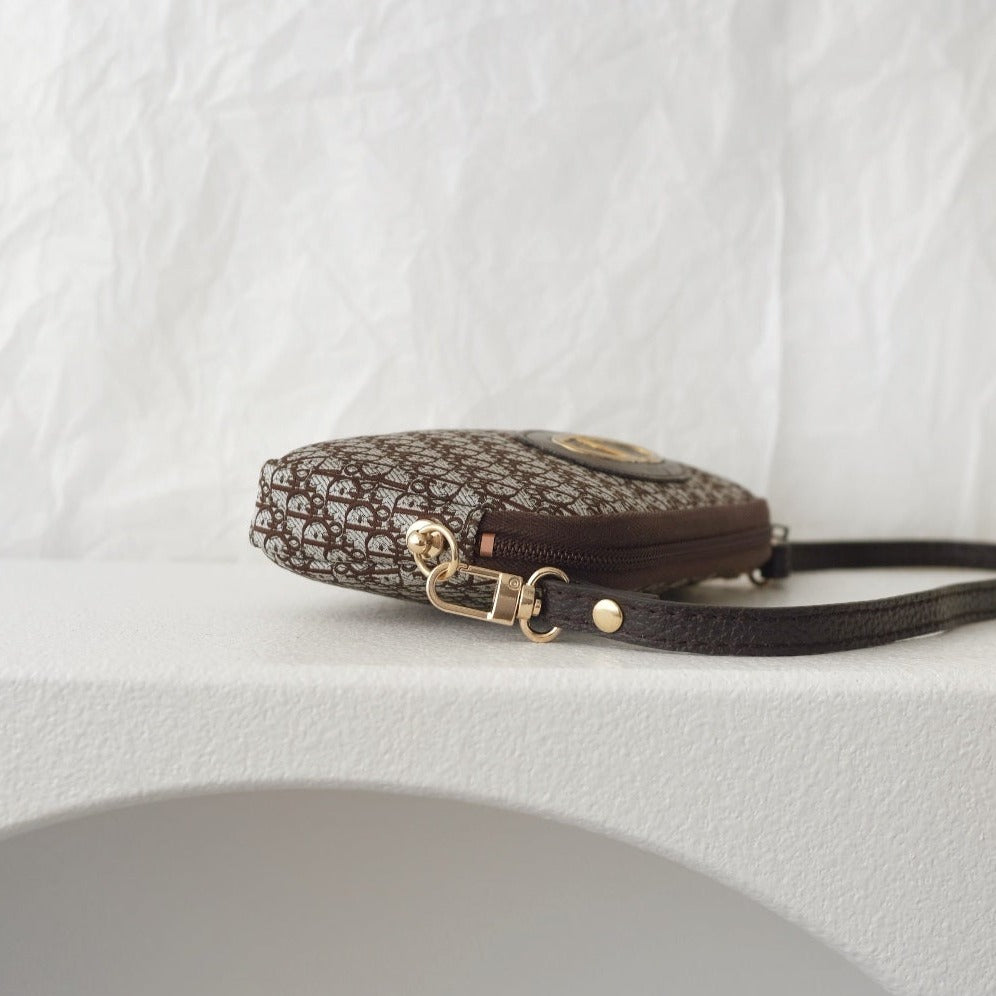 Dior vintage trotter jacquard pouch+chain