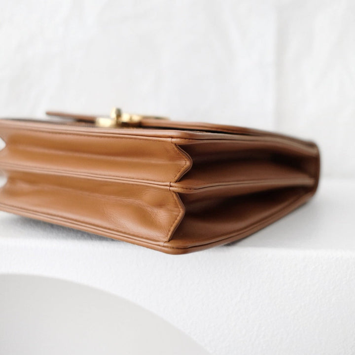 Gucci vintage canvas leather flap shoulder bag
