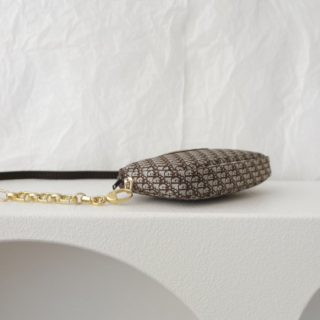 Dior vintage trotter jacquard pouch+chain