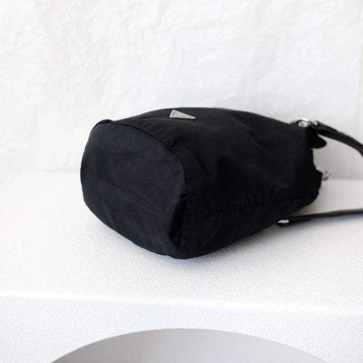Prada nylon bucket bag +chain