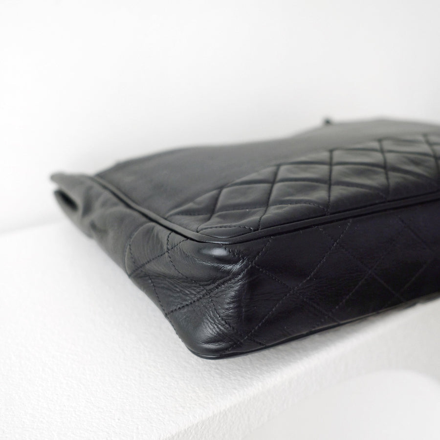 Chanel matelasse quilted black vintage shoulder tote
