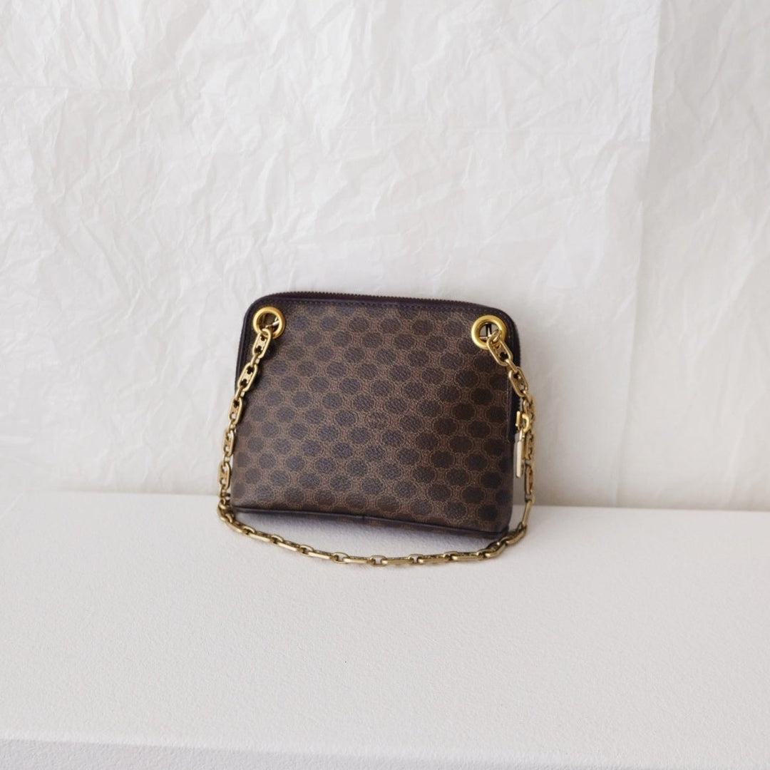 Celine leather clutch+chain