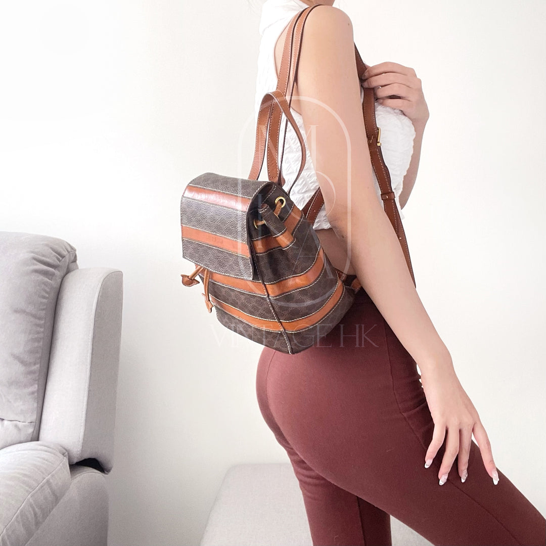 Celine makadam triomphe brown pvc leather backpack