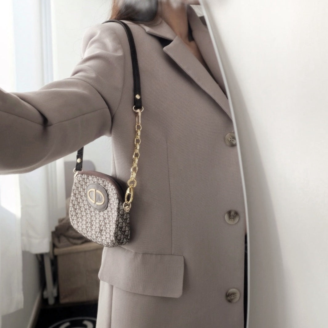 Dior vintage trotter jacquard pouch+chain