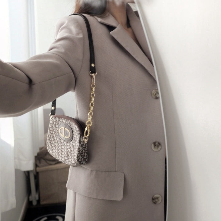 Dior vintage trotter jacquard pouch+chain