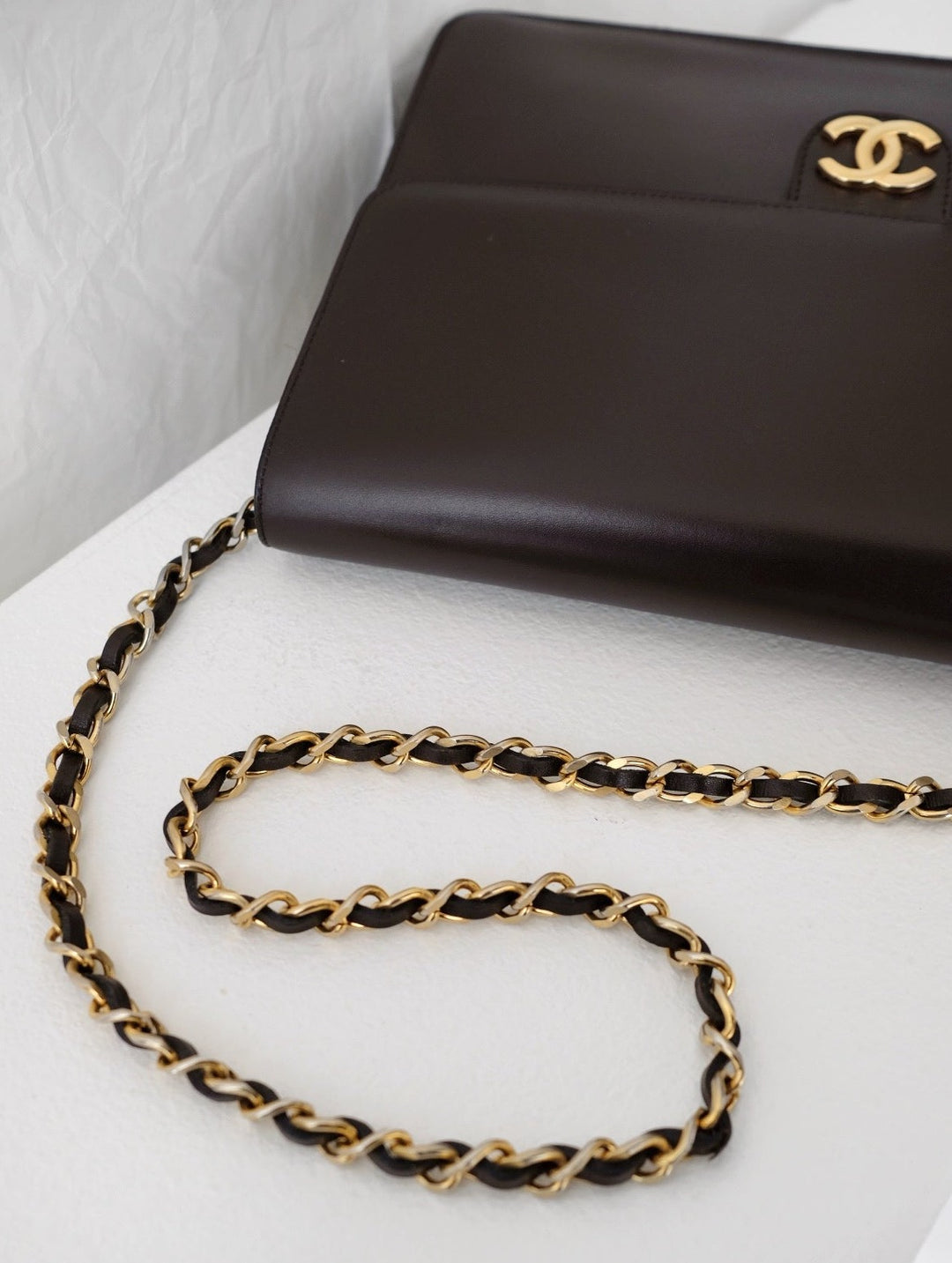 Chanel vintage box leather flap chain bag