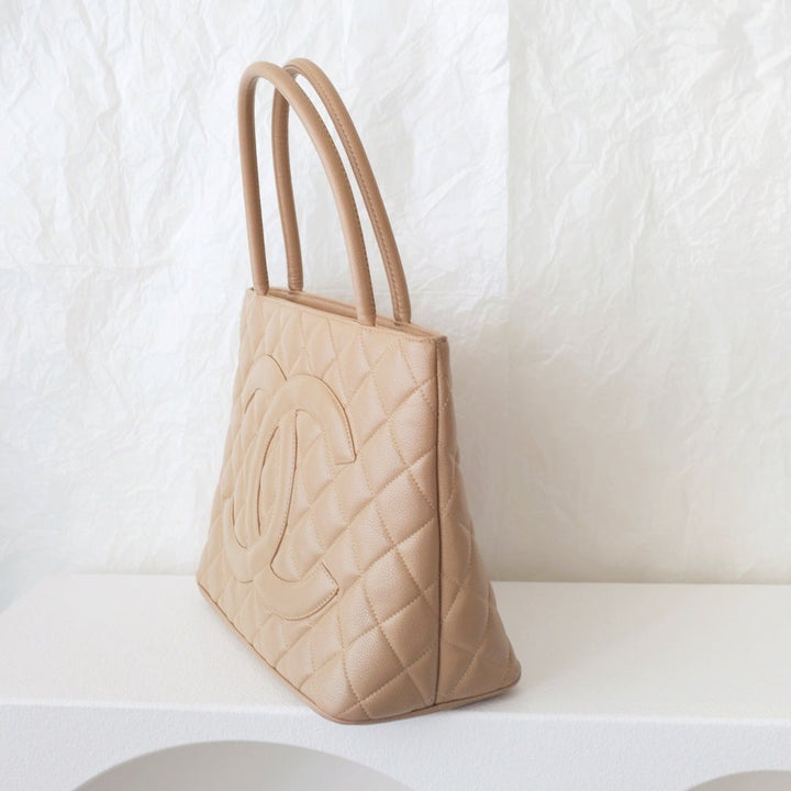 Chanel medallion beige tote bag